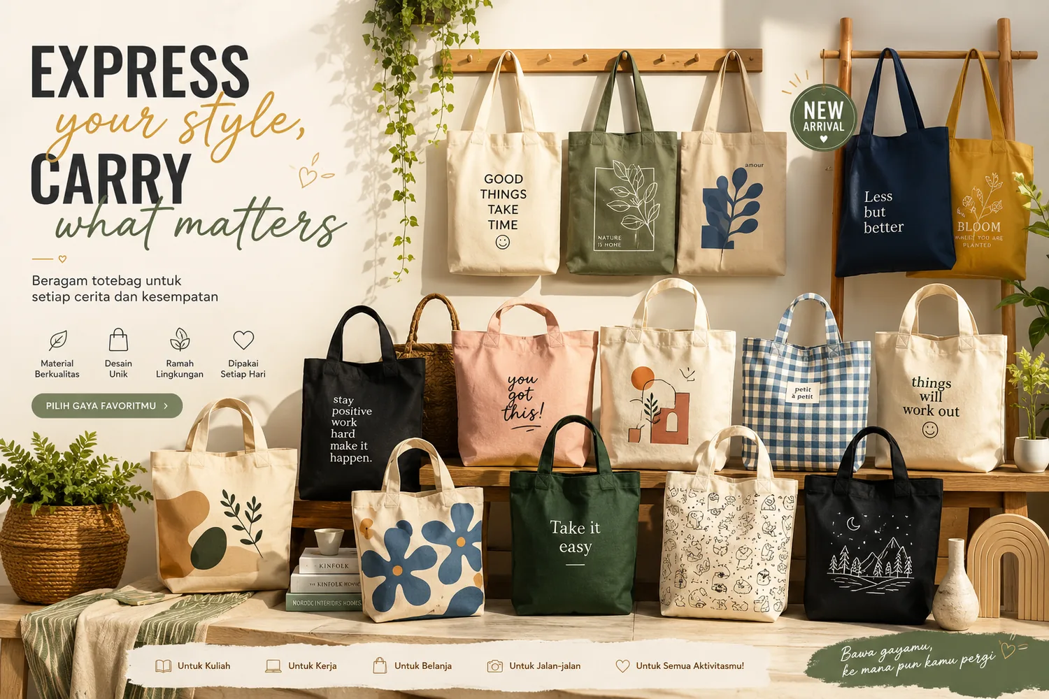 Display katalog totebag custom